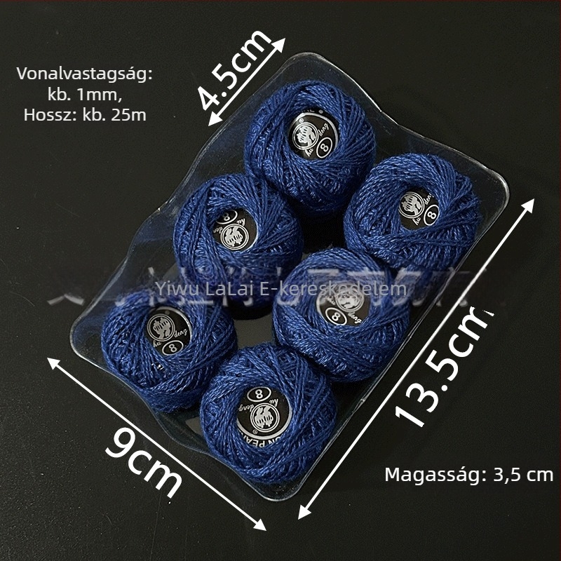 Hímzőfonal | Laurie, Lr-7789; monokróm dobozos keresztszemes fonal DIY Temari gömbhímzéshez, No. 8 csipke fonal, 62 g, modern/otthoni stílus, testreszabott doboz