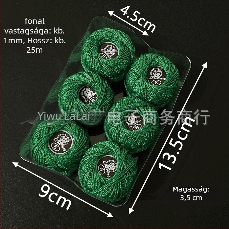 Hímzőfonal | Laurie, Lr-7789; monokróm dobozos keresztszemes fonal DIY Temari gömbhímzéshez, No. 8 csipke fonal, 62 g, modern/otthoni stílus, testreszabott doboz