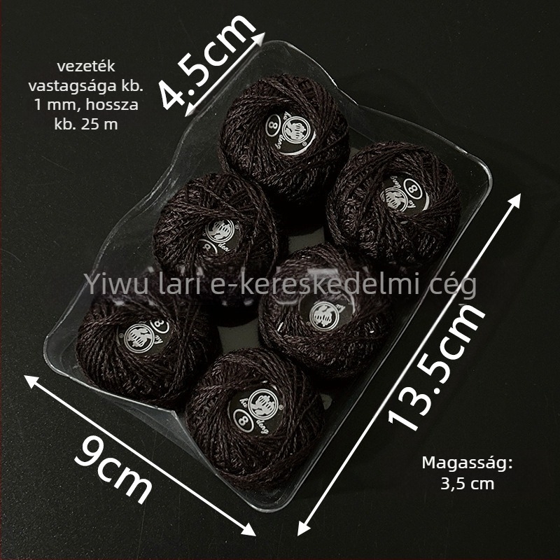 Hímzőfonal | Laurie, Lr-7789; monokróm dobozos keresztszemes fonal DIY Temari gömbhímzéshez, No. 8 csipke fonal, 62 g, modern/otthoni stílus, testreszabott doboz