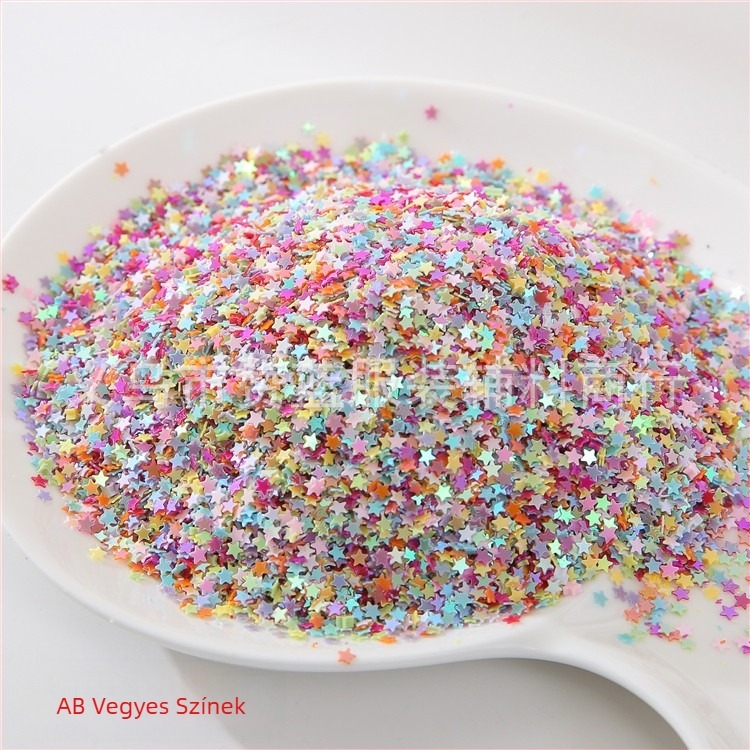 3 mm-es hatszögletű csillag alakú strasszok körmök díszítésére, díszítő gyöngyök, DIY kristály slime töltőanyag, UV ragasztó