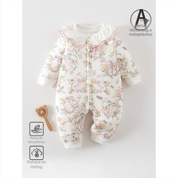 Csecsemő téli pamut overál 60 g töltettel, elülső nyitású, hosszú ujjú
