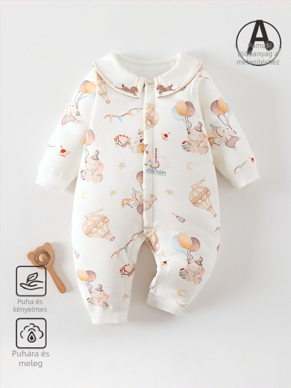 Csecsemő téli pamut overál 60 g töltettel, elülső nyitású, hosszú ujjú