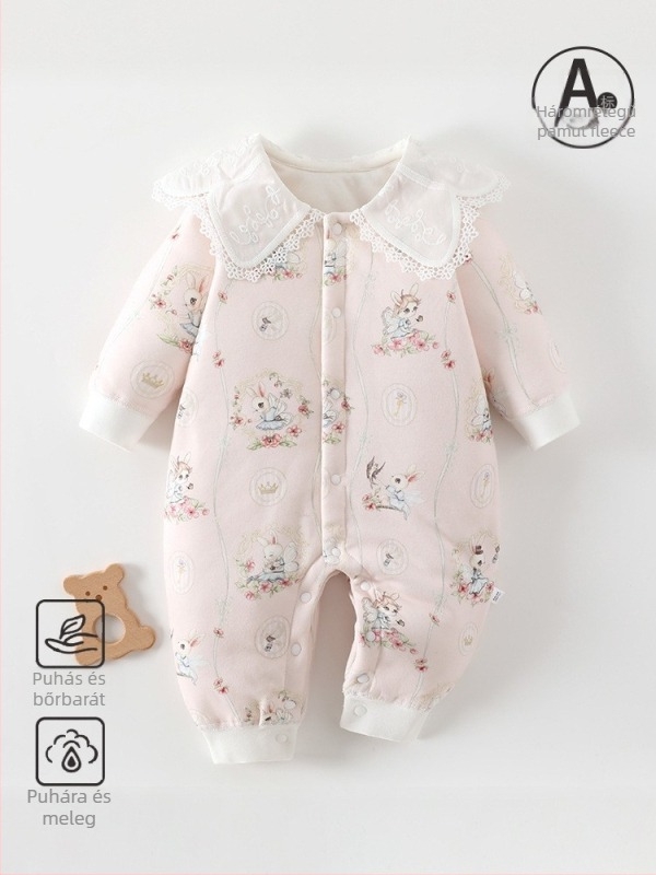 Csecsemő téli pamut overál 60 g töltettel, elülső nyitású, hosszú ujjú
