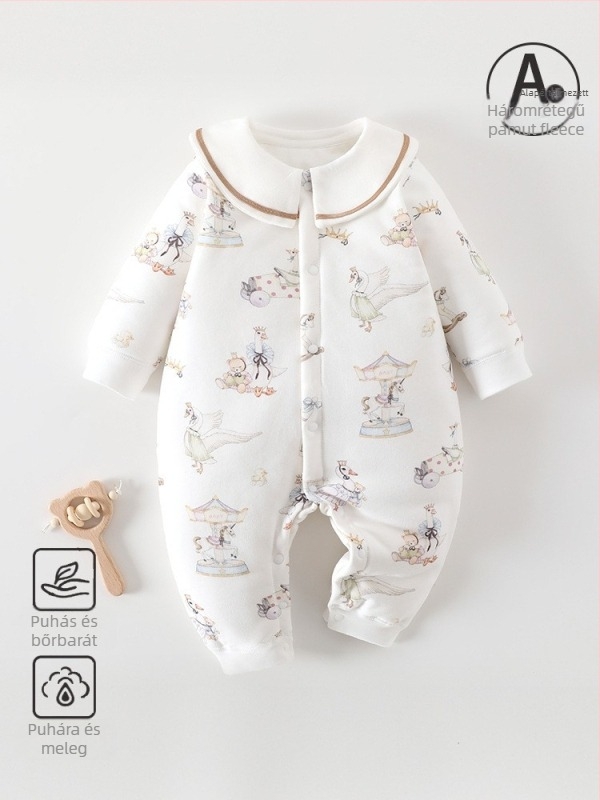 Csecsemő téli pamut overál 60 g töltettel, elülső nyitású, hosszú ujjú