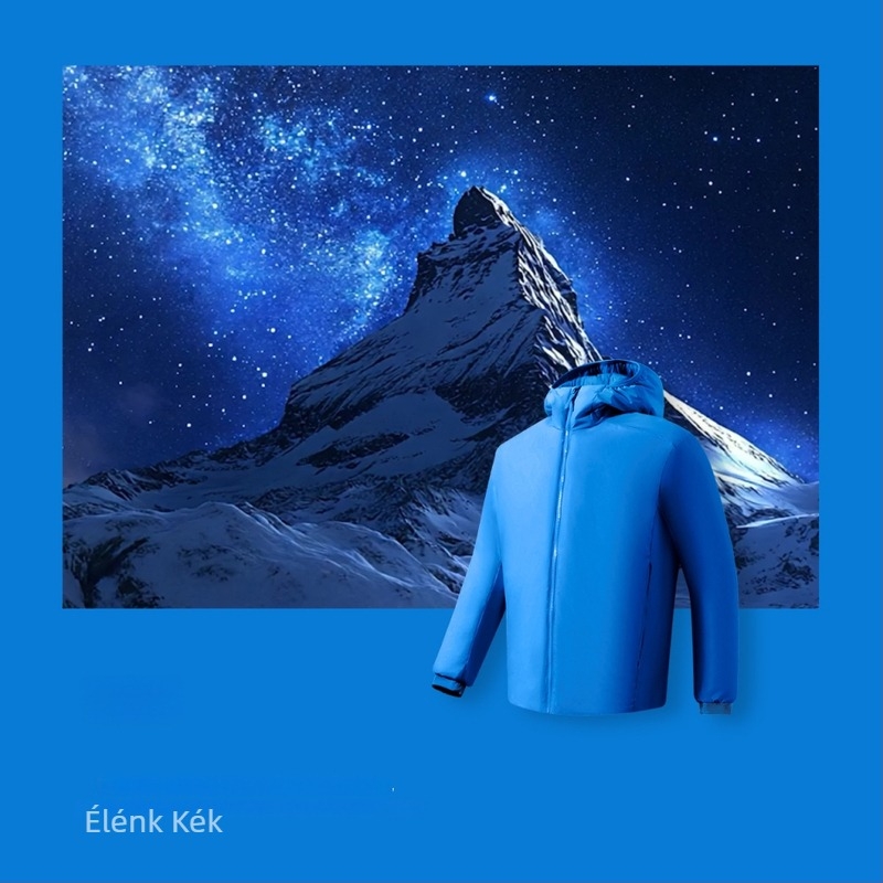 Kapucnis nylon kabát poliészter töltettel, könnyű téli dzseki cipzárral