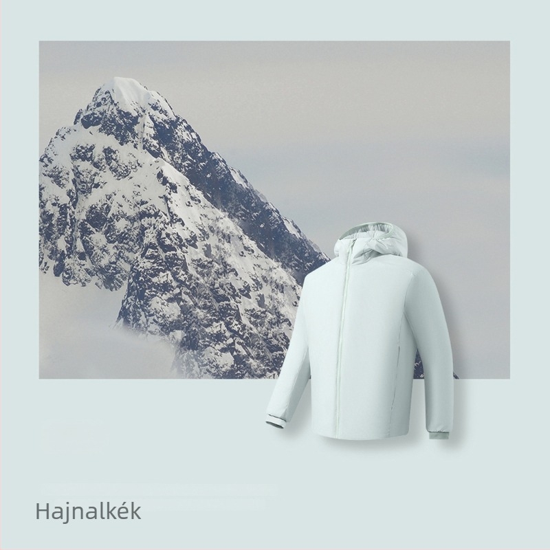 Kapucnis nylon kabát poliészter töltettel, könnyű téli dzseki cipzárral