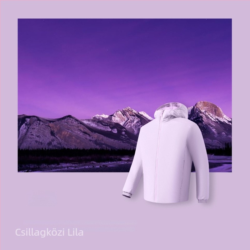 Kapucnis nylon kabát poliészter töltettel, könnyű téli dzseki cipzárral