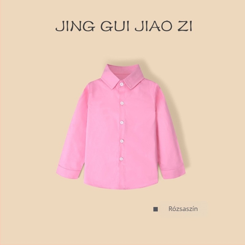 Fiú hosszú ujjú pamut ing, csíkos mintás, galléros, 100% pamut, puha anyag, tavasz–ősz, 3–8 éveseknek