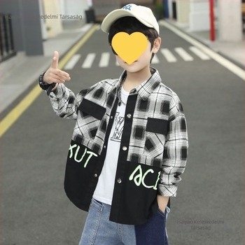 Fiúknak szánt hosszú ujjú kockás ing, 95% pamut, puha kezelés, 8+ éveseknek, 2025 ősz