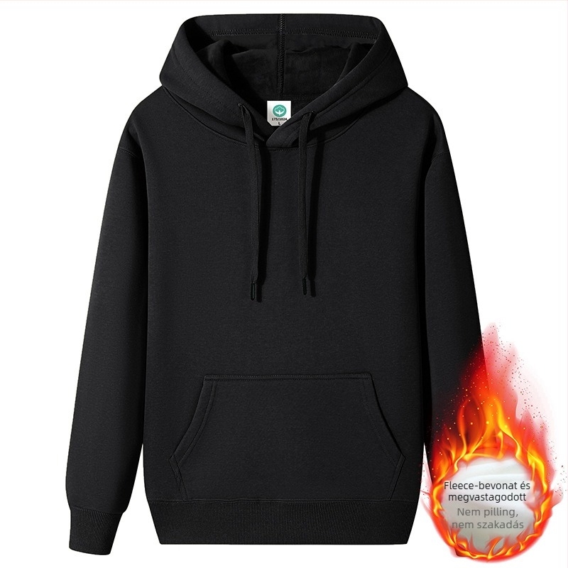 Kapucnis pulóver sűrű pamutból gyapjú béléssel és fleece-sel, laza szabás (Fő anyag: pamut, Belső: gyapjú, Vastagság: fleece, Tömeg: 400g+, Kroj: laza)
