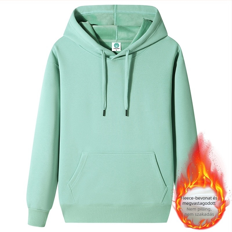 Kapucnis pulóver sűrű pamutból gyapjú béléssel és fleece-sel, laza szabás (Fő anyag: pamut, Belső: gyapjú, Vastagság: fleece, Tömeg: 400g+, Kroj: laza)