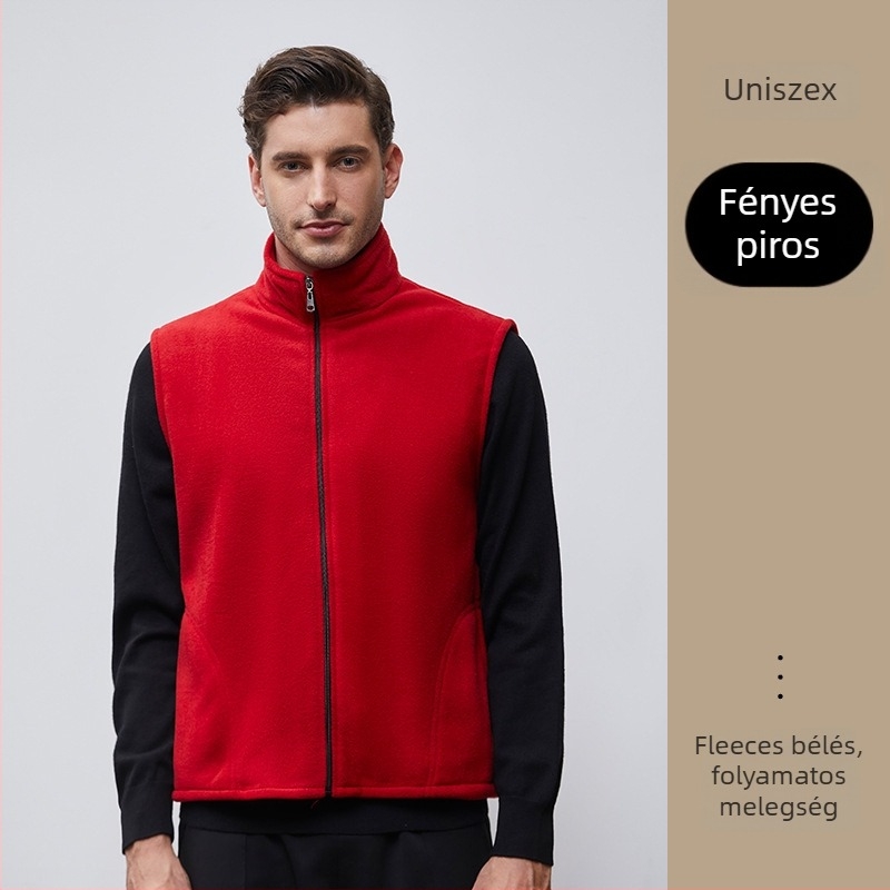 Munkavédelmi mellény fleece béléssel, álló gallér, elöl cipzár, oldalsó zsebek, őszi-téli viseletre