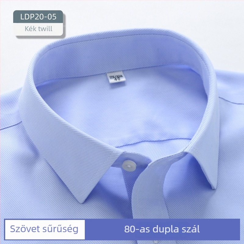 Férfi 100% pamut ing, vasalásmentes kivitel, anti gyűrődés, hosszú ujjú, négyszögletes gallér, üzleti viselet