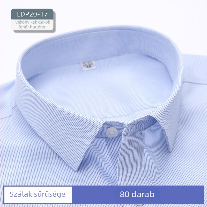 Férfi 100% pamut ing, vasalásmentes kivitel, anti gyűrődés, hosszú ujjú, négyszögletes gallér, üzleti viselet