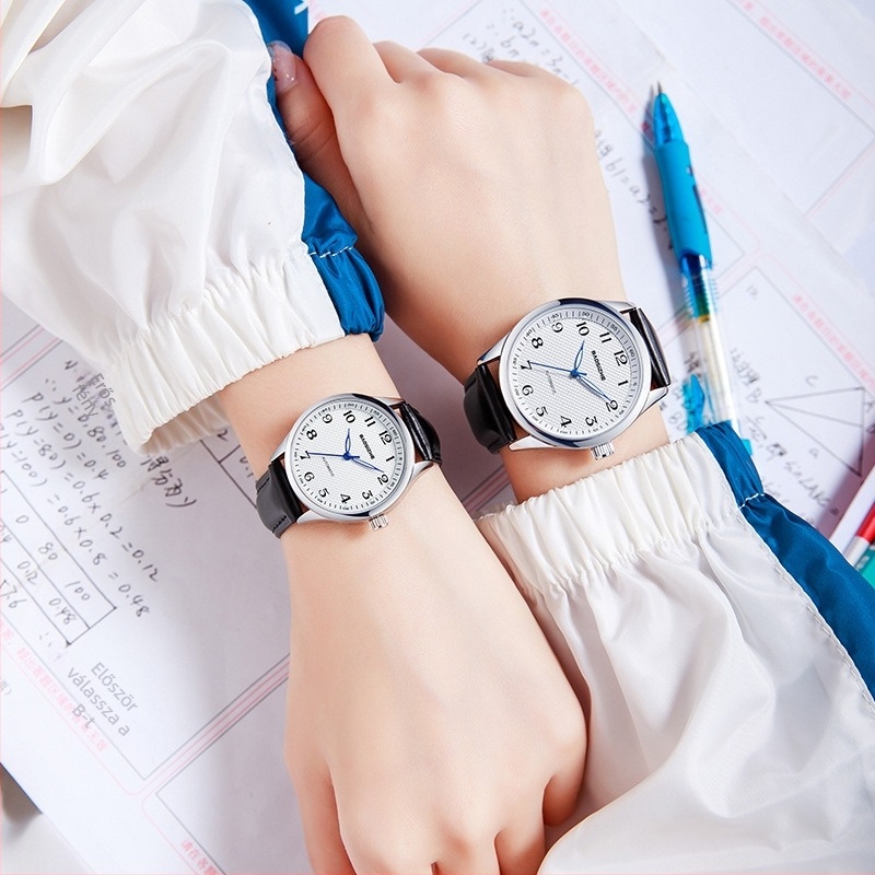 Bao Sizhe Páros automata mechanikus karóra naptár és hét kijelzővel, fényes mutatók, való bőrszíj, 30m vízállóság