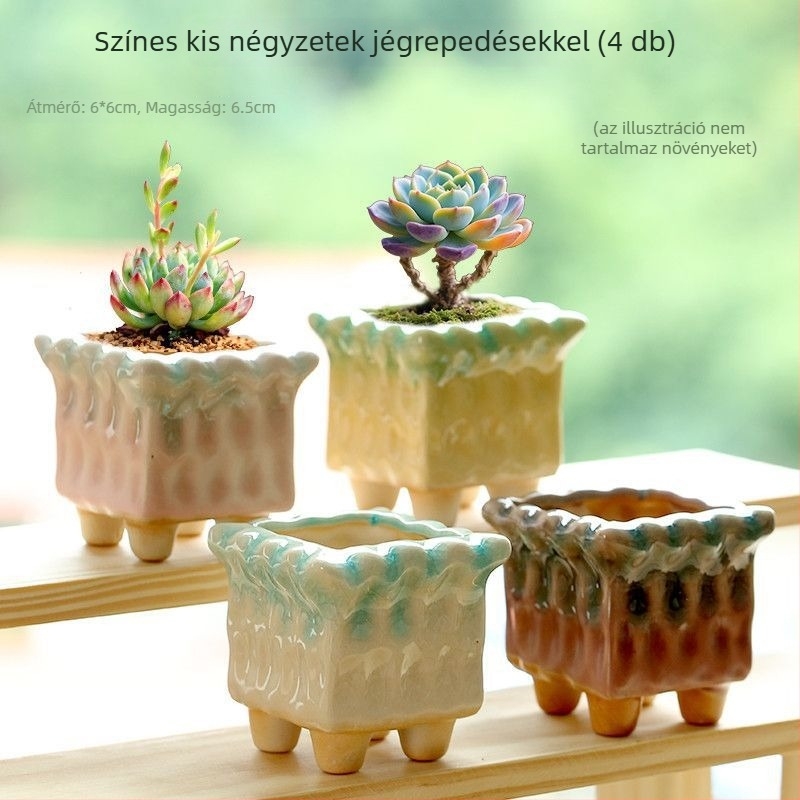 Szukkulens kerámiavirágcserép, kézműves, asztali vagy álló használatra, egyszerű dizájn