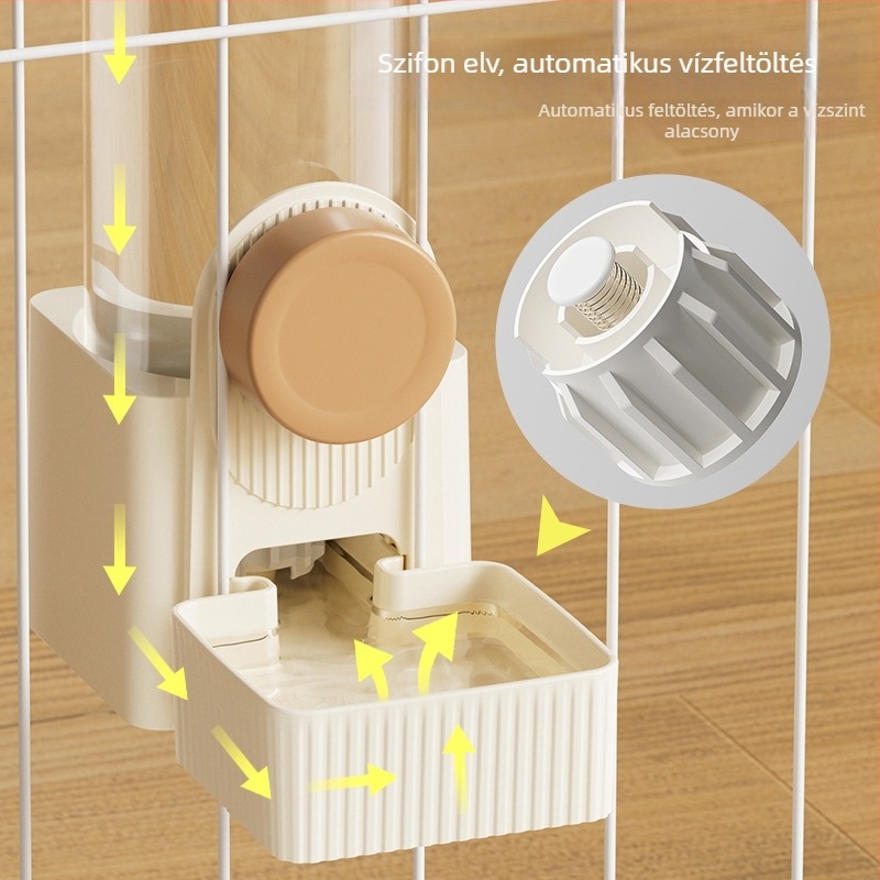 Műanyagból készült automata etető és víz adagoló háziállatoknak akasztó ketrechez, univerzális minden háziállat számára, Craftsman's quality márka.