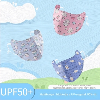Gyerek Ice Silk maszk UV-védelem UPF50+, Cartoon mintás, fülön rögzítésű, szatén felület