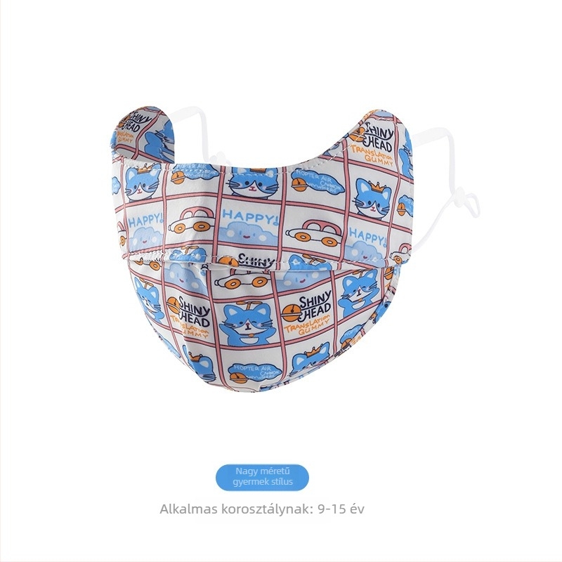 Gyerek Ice Silk maszk UV-védelem UPF50+, Cartoon mintás, fülön rögzítésű, szatén felület