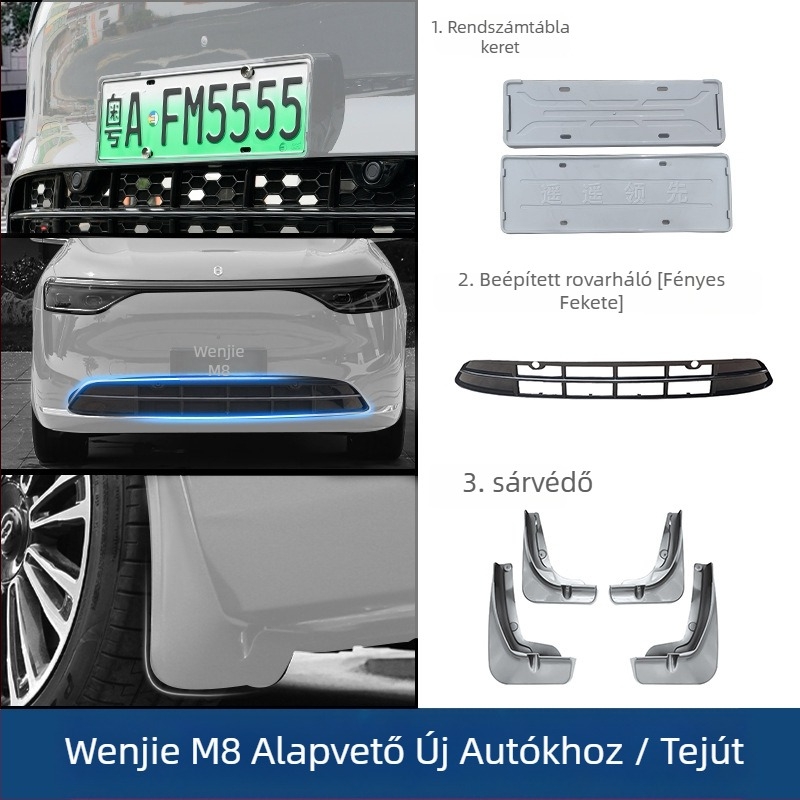 Wenjie M8 rendszámtábla keret (fejlesztett változat) – műanyag, teljes élű keret, kompatibilis 25 Wenjie M8 modelllel