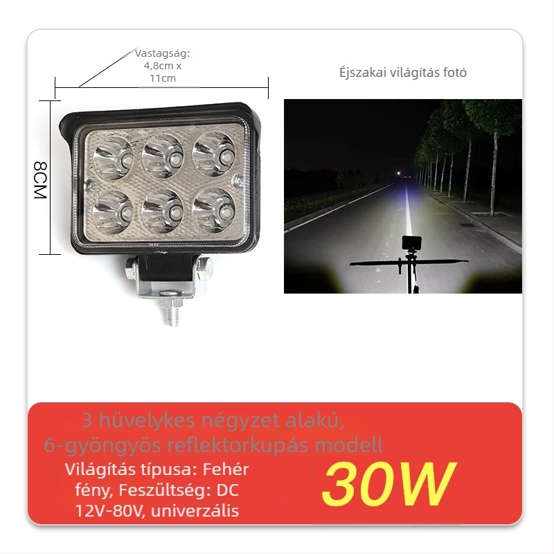Teherautó LED spotlámpa, bemenet 12–80V, teljesítmény 20–160W, IP67, öntött alumínium ház
