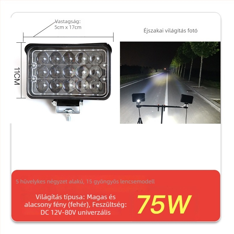 Teherautó LED spotlámpa, bemenet 12–80V, teljesítmény 20–160W, IP67, öntött alumínium ház