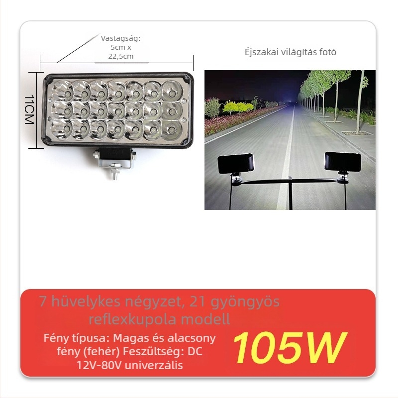 Teherautó LED spotlámpa, bemenet 12–80V, teljesítmény 20–160W, IP67, öntött alumínium ház
