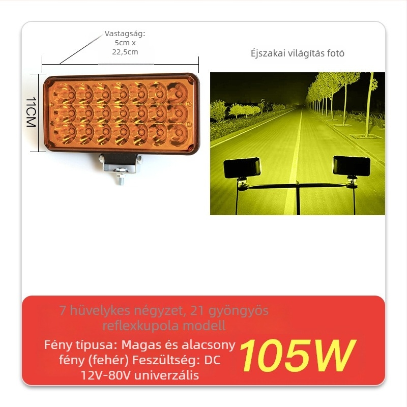 Teherautó LED spotlámpa, bemenet 12–80V, teljesítmény 20–160W, IP67, öntött alumínium ház
