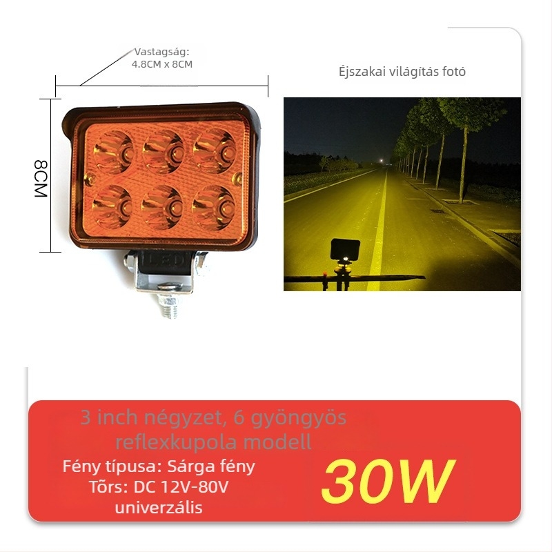 Teherautó LED spotlámpa, bemenet 12–80V, teljesítmény 20–160W, IP67, öntött alumínium ház