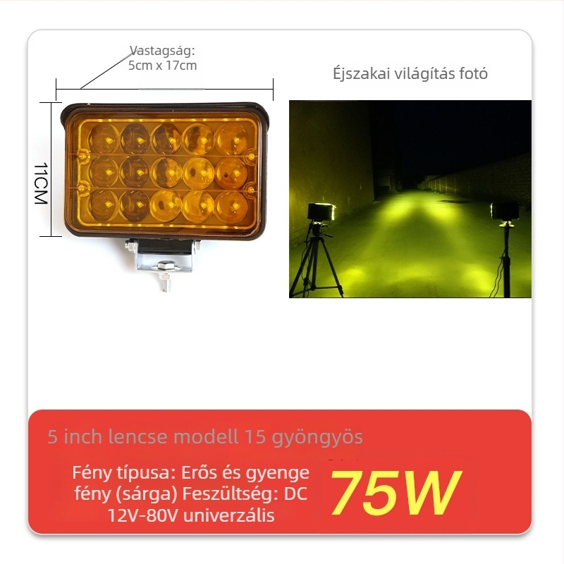 Teherautó LED spotlámpa, bemenet 12–80V, teljesítmény 20–160W, IP67, öntött alumínium ház