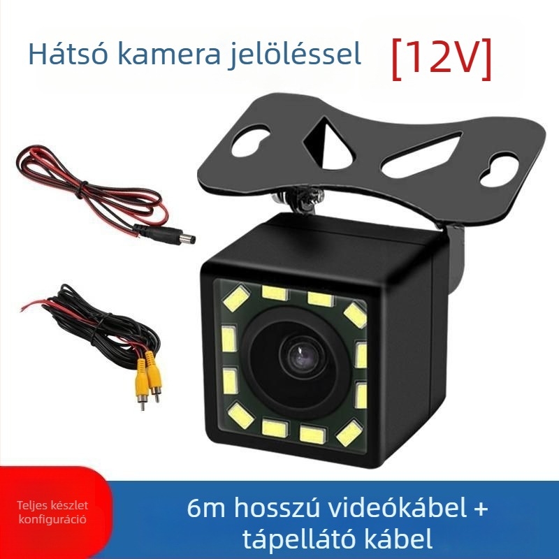 12V-os univerzális autóhátsó kamera, éjjellátó infravörös, vízálló, hátsó nézet-monitorozás