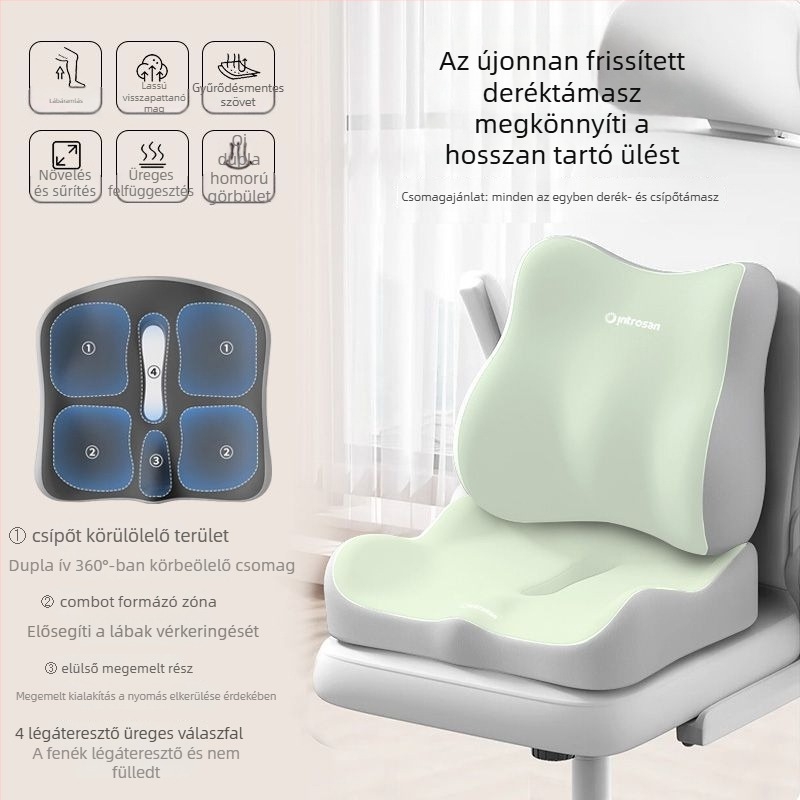 Memóriahabos irodai deréktámaszos ülőpárna, integrált lélegző ülőpárna hosszú üléshez