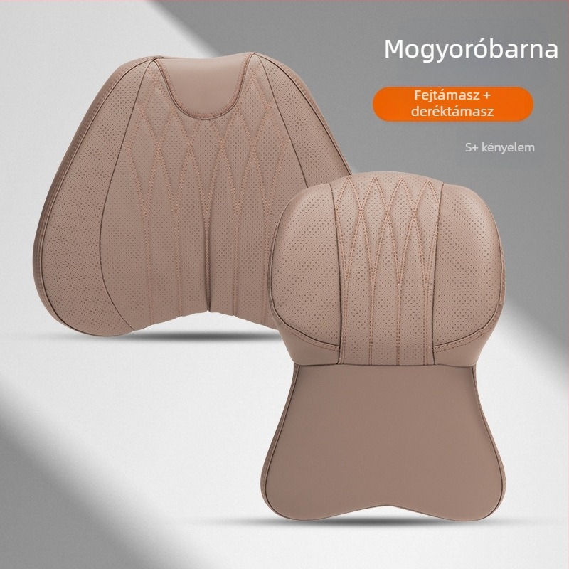 Autófej- és nyakpárna memóriahabbal, műbőr burkolattal, univerzális illeszkedés, minden évszakra, testreszabható