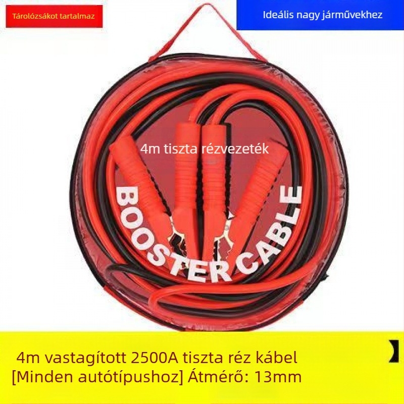 Autóakkumulátor indítókábel, anti-fagyasztó, vastított, hidegálló, tiszta réz, földelő kábel