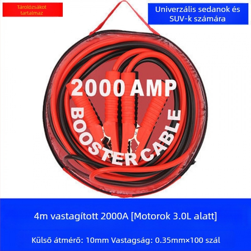 Autóakkumulátor indítókábel, anti-fagyasztó, vastított, hidegálló, tiszta réz, földelő kábel