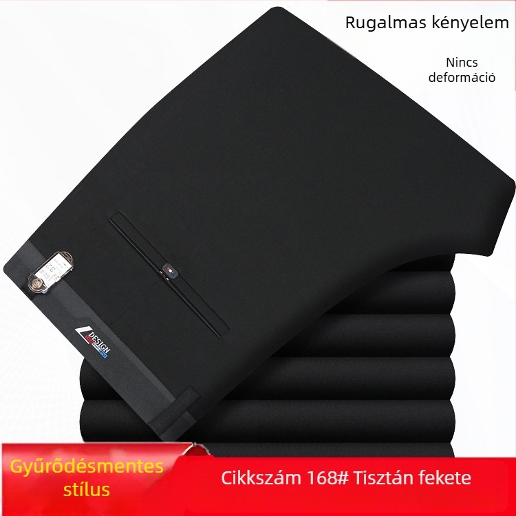 Férfiaknak szóló vastag őszi-téli egyenes nadrág, pamutból, gyűrődésálló, vasalást nem igényel, rugalmas, irodai öltözködéshez