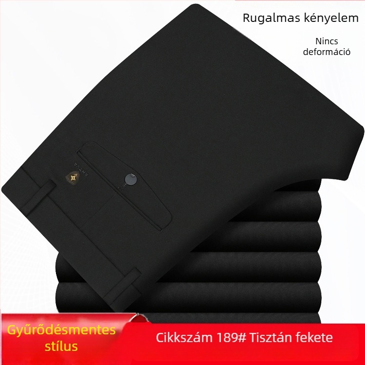 Férfiaknak szóló vastag őszi-téli egyenes nadrág, pamutból, gyűrődésálló, vasalást nem igényel, rugalmas, irodai öltözködéshez