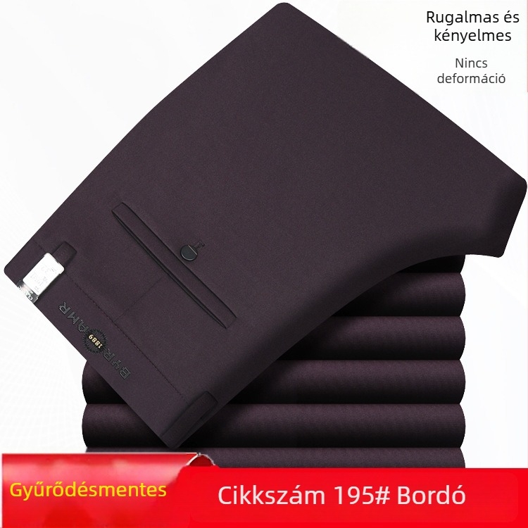 Férfiaknak szóló vastag őszi-téli egyenes nadrág, pamutból, gyűrődésálló, vasalást nem igényel, rugalmas, irodai öltözködéshez
