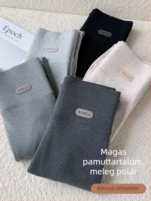Női pamut leggings fleece-béléssel, szürke, vastag és testhez álló, őszi–téli szezonra 2025