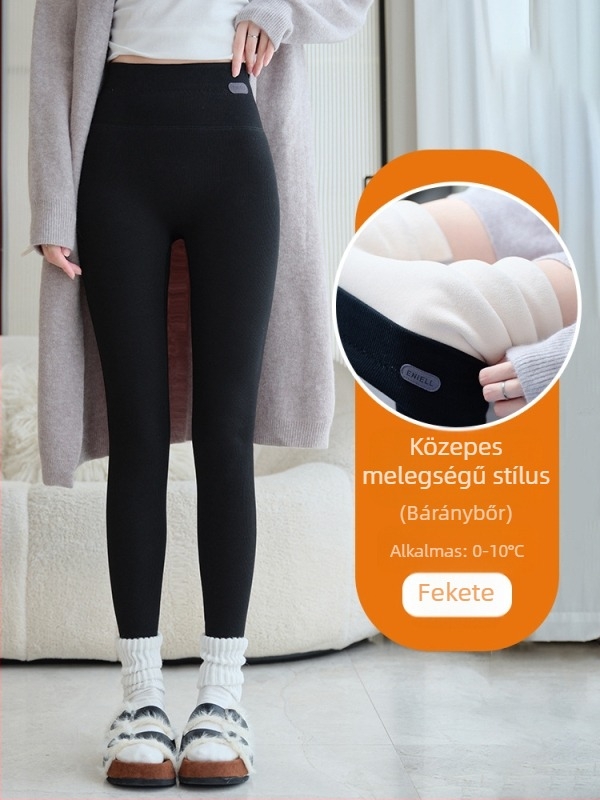 Női pamut leggings fleece-béléssel, szürke, vastag és testhez álló, őszi–téli szezonra 2025