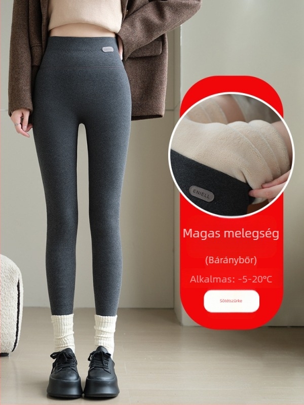 Női pamut leggings fleece-béléssel, szürke, vastag és testhez álló, őszi–téli szezonra 2025