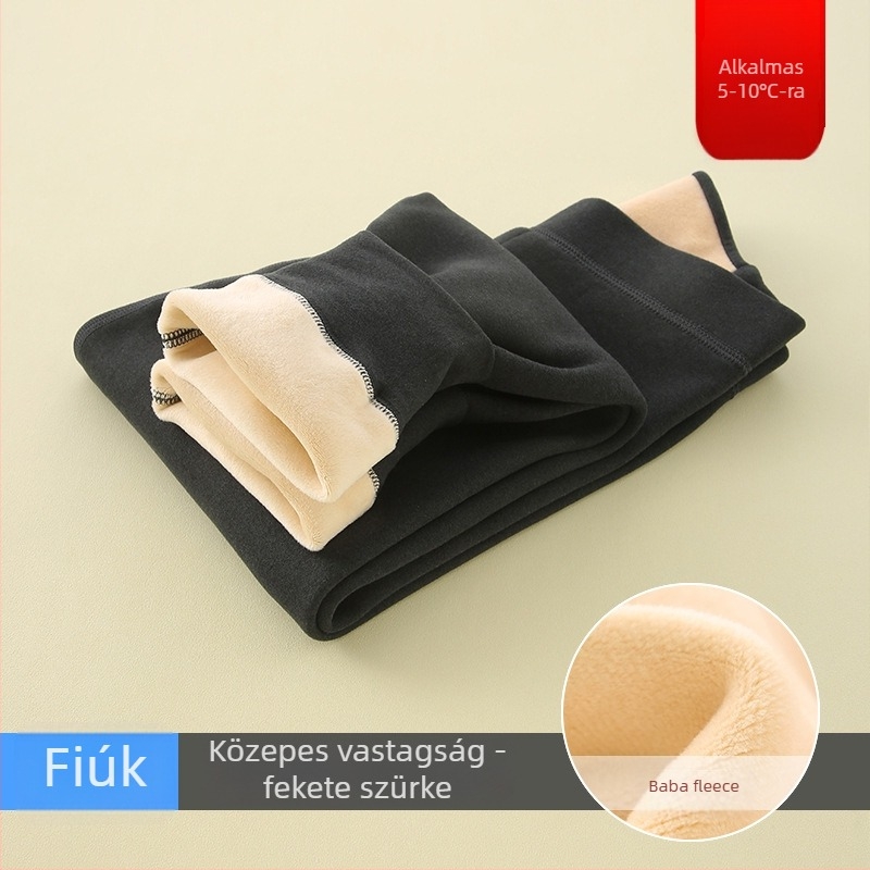 GYEREKek fleece béléses meleg nadrág, magas derekú, őszi-téli szezonra, uniszex, 8 év feletti gyermekeknek