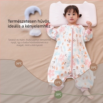 Babának való alvózsák külön lábakkal, 100% pamut, antibakteriális, nedvességelvezető, tavasz–őszre