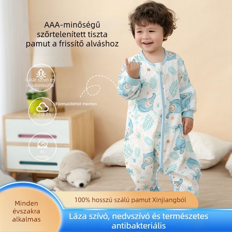 Babának való alvózsák külön lábakkal, 100% pamut, antibakteriális, nedvességelvezető, tavasz–őszre
