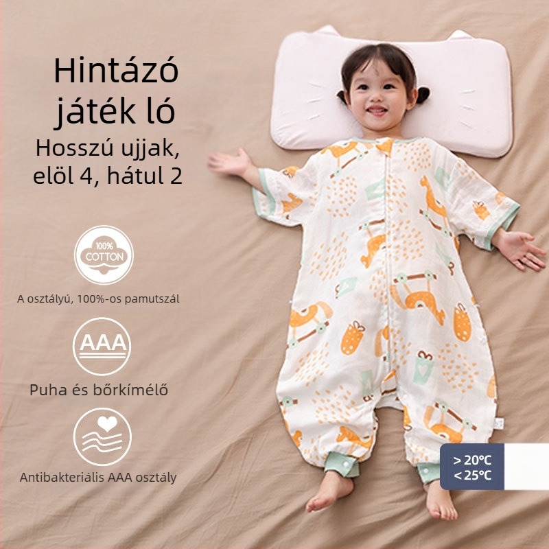Babának való alvózsák külön lábakkal, 100% pamut, antibakteriális, nedvességelvezető, tavasz–őszre