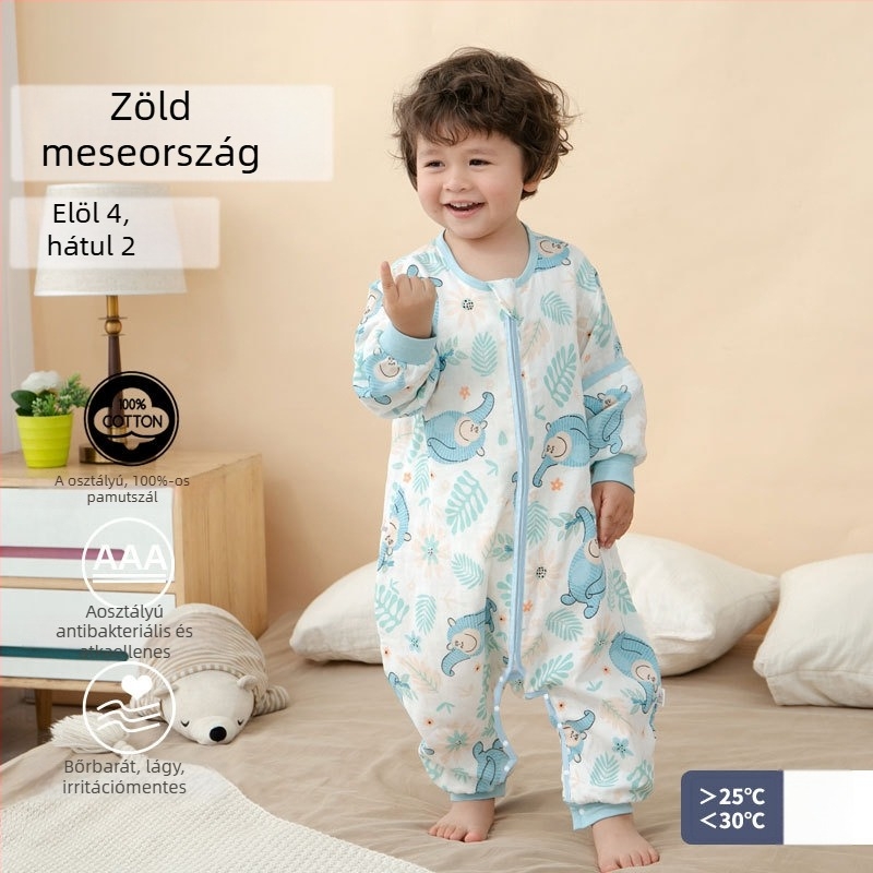 Babának való alvózsák külön lábakkal, 100% pamut, antibakteriális, nedvességelvezető, tavasz–őszre