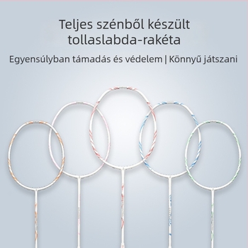 Badminton ütő szénszálas kerettel, támadó típusú, súly 75–79 g, nyél vastagsága G5