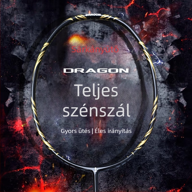 Badminton ütő szénszálas kerettel, támadó típusú, súly 75–79 g, nyél vastagsága G5