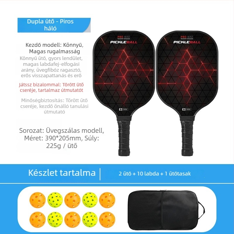 Üvegszálas pickleball ütő készlet, méhsejt-maggal, Ugin márka, súly 500 g