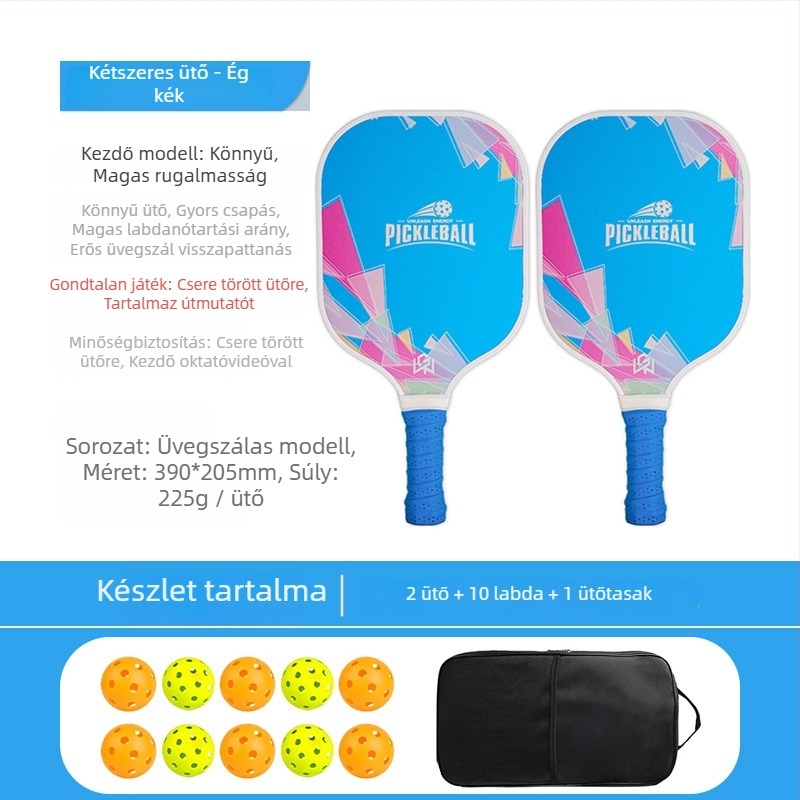 Üvegszálas pickleball ütő készlet, méhsejt-maggal, Ugin márka, súly 500 g